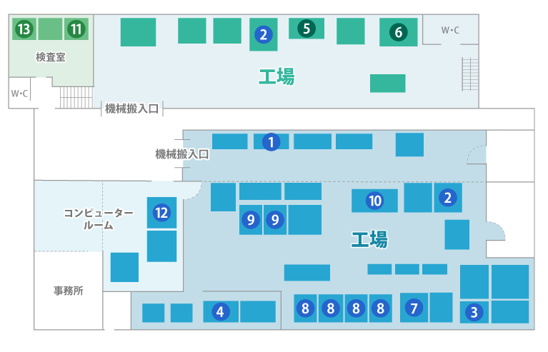 株式会社あおやま 設備紹介マップ